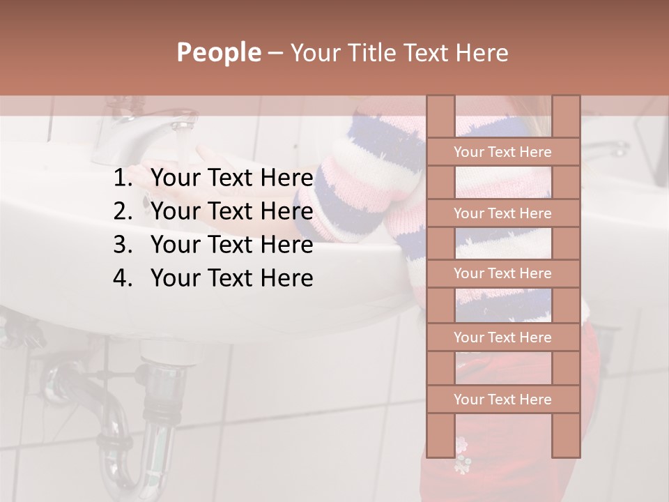 Small Girl Washing Her Hands In The Bathroom PowerPoint Template