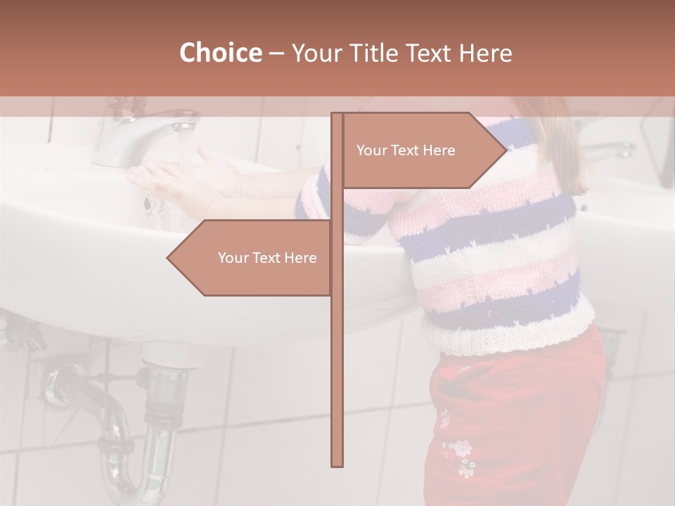 Small Girl Washing Her Hands In The Bathroom PowerPoint Template