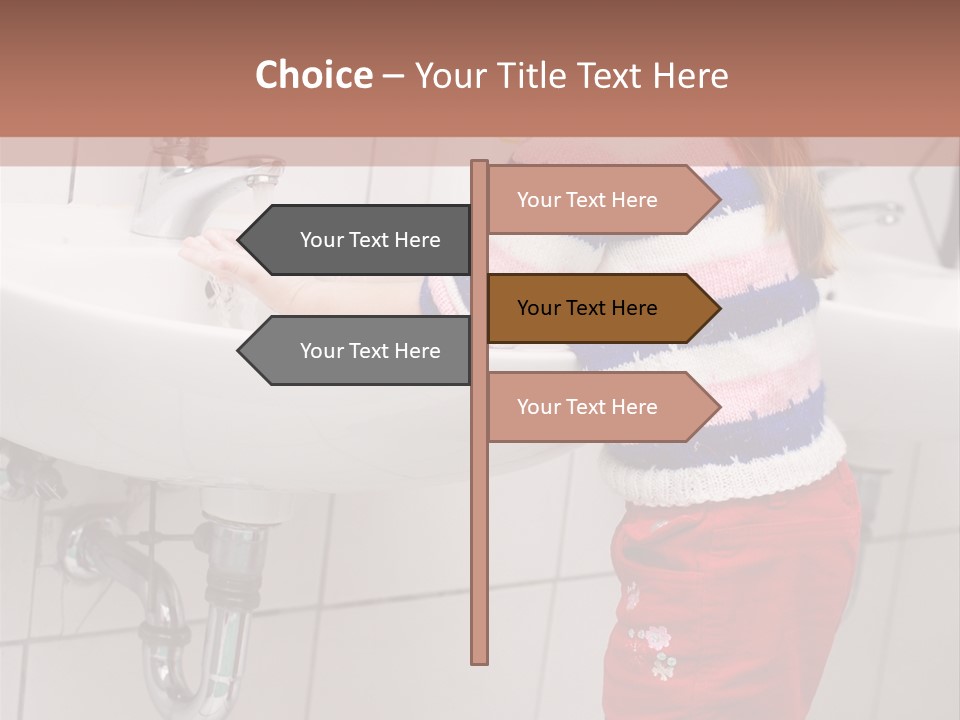 Small Girl Washing Her Hands In The Bathroom PowerPoint Template