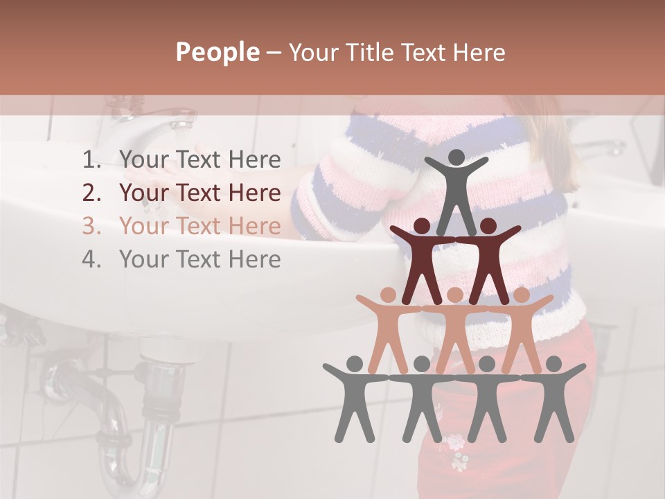 Small Girl Washing Her Hands In The Bathroom PowerPoint Template