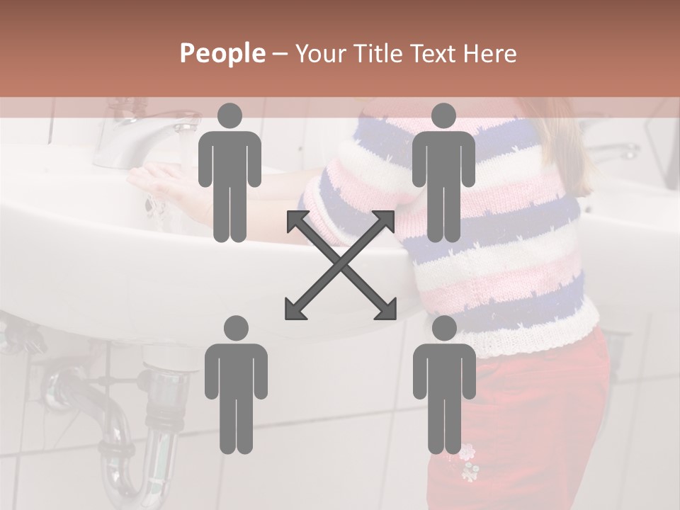 Small Girl Washing Her Hands In The Bathroom PowerPoint Template