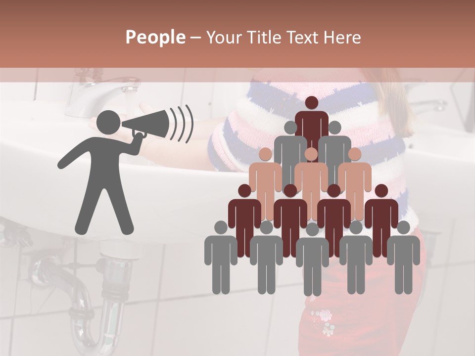 Small Girl Washing Her Hands In The Bathroom PowerPoint Template