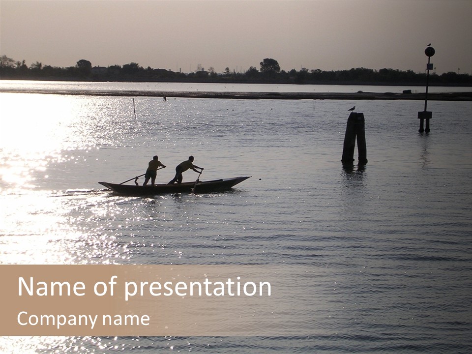 Practicing For The Regatta, Venitian Lagoon PowerPoint Template