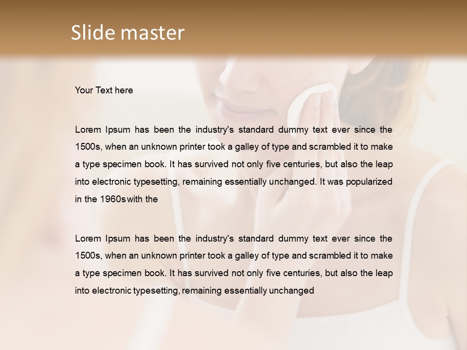 Young Woman Using A Cotton Pad To Remove Her Make-Up PowerPoint Template