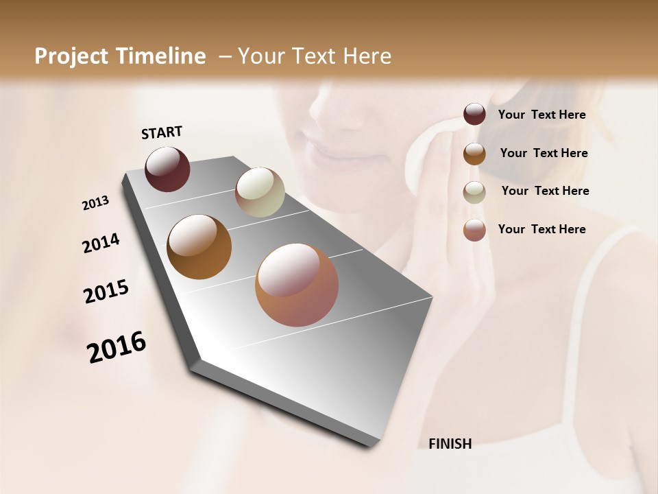 Young Woman Using A Cotton Pad To Remove Her Make-Up PowerPoint Template