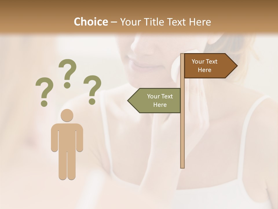 Young Woman Using A Cotton Pad To Remove Her Make-Up PowerPoint Template