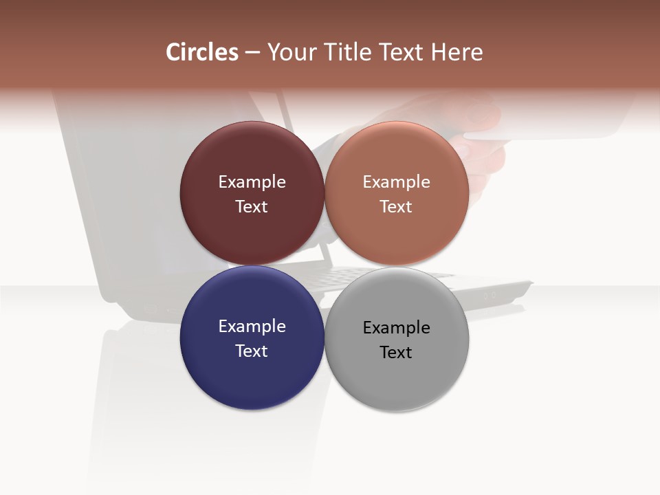 A Black Laptop Computer With A Hand And Card PowerPoint Template