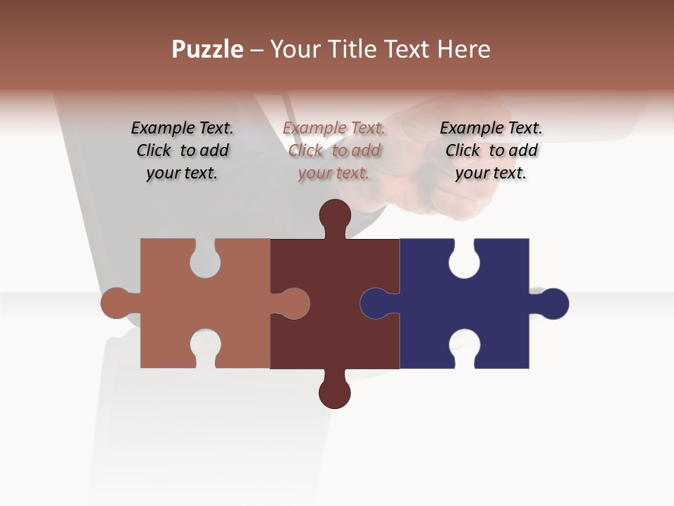 A Black Laptop Computer With A Hand And Card PowerPoint Template