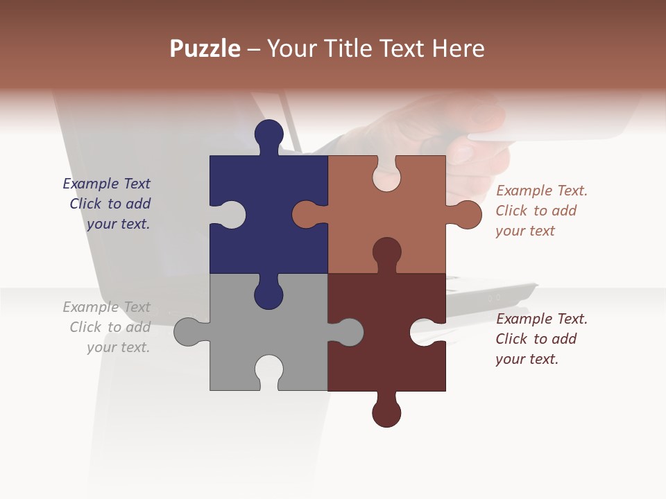 A Black Laptop Computer With A Hand And Card PowerPoint Template