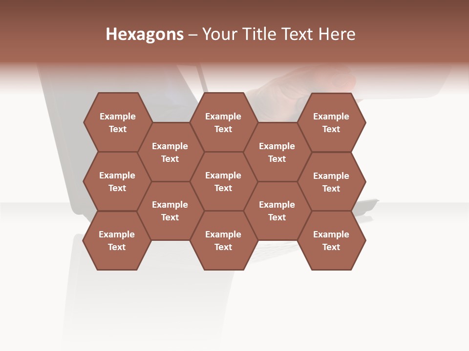 A Black Laptop Computer With A Hand And Card PowerPoint Template