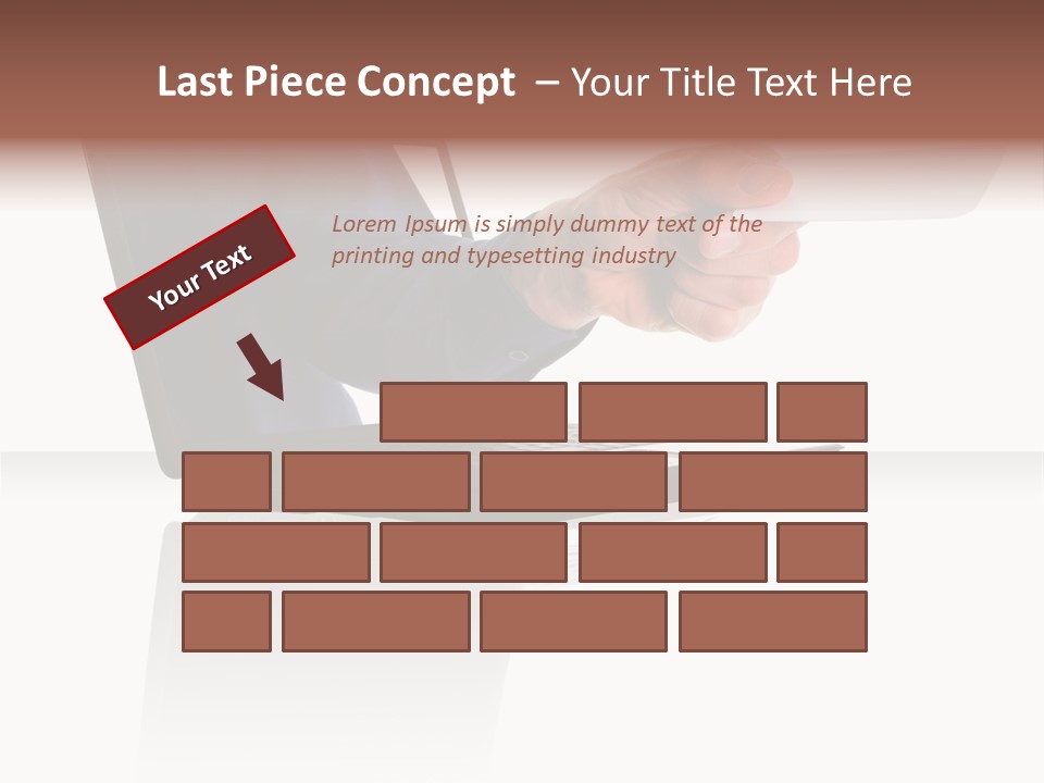 A Black Laptop Computer With A Hand And Card PowerPoint Template