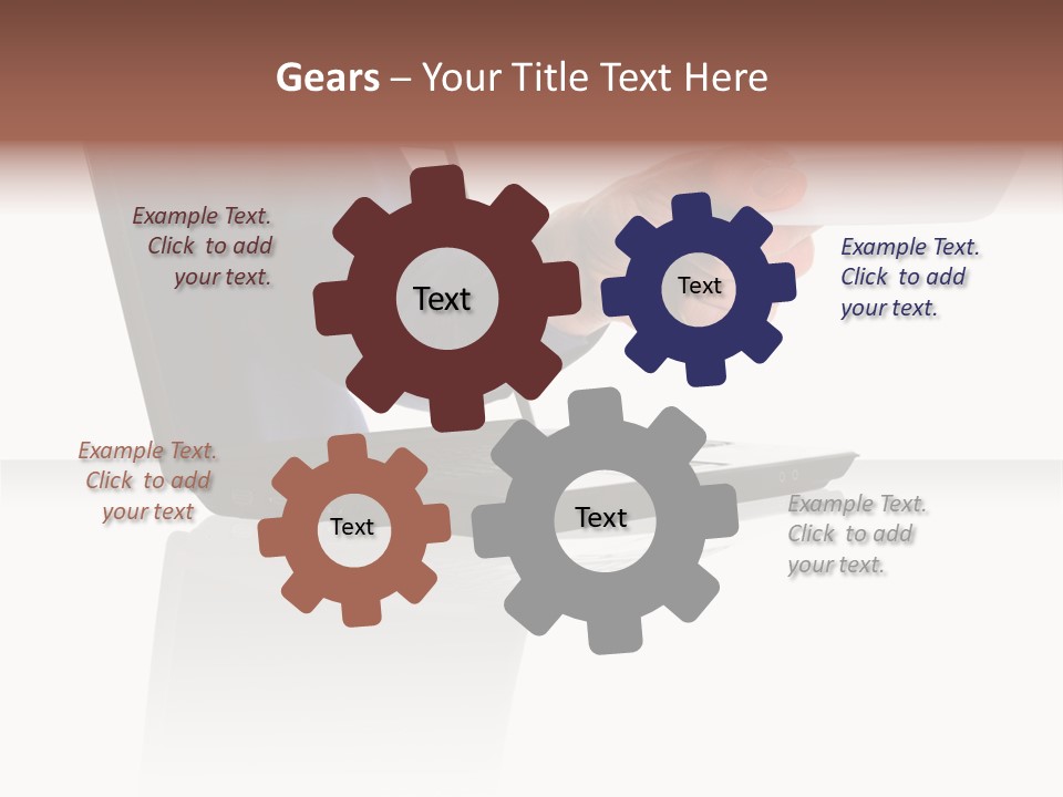 A Black Laptop Computer With A Hand And Card PowerPoint Template