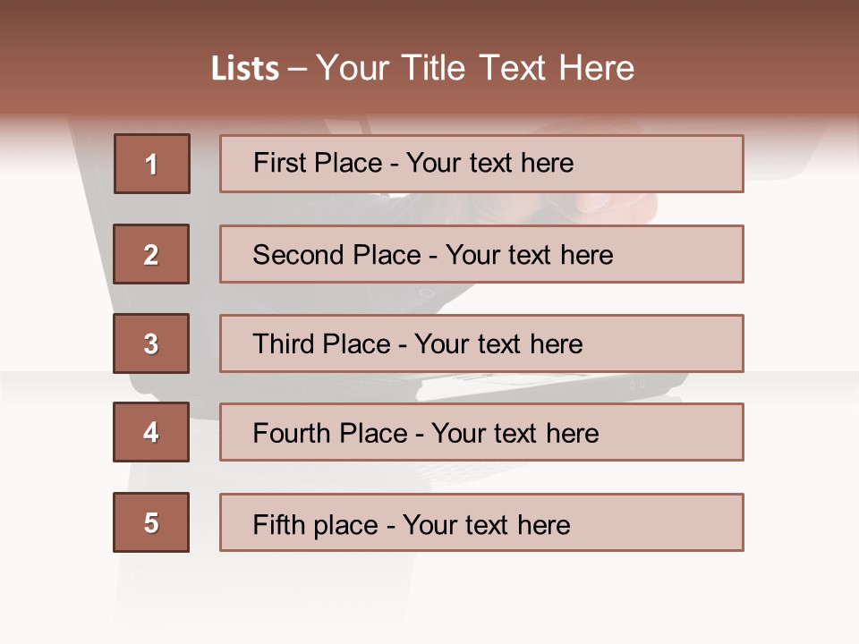 A Black Laptop Computer With A Hand And Card PowerPoint Template