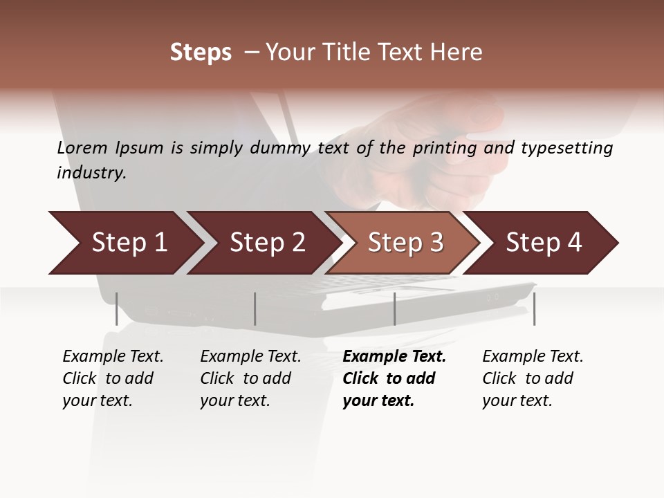A Black Laptop Computer With A Hand And Card PowerPoint Template