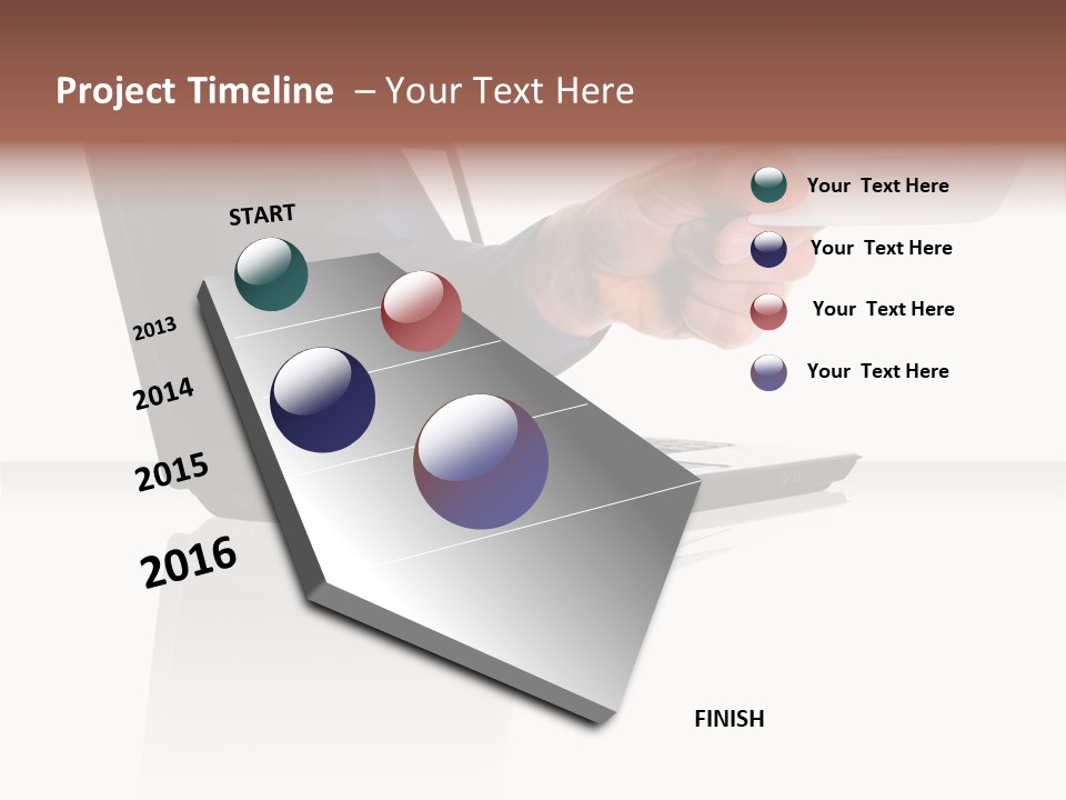 A Black Laptop Computer With A Hand And Card PowerPoint Template