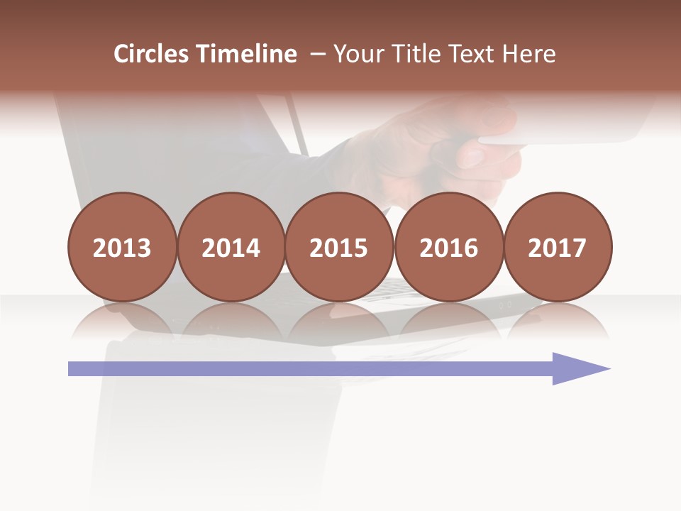 A Black Laptop Computer With A Hand And Card PowerPoint Template