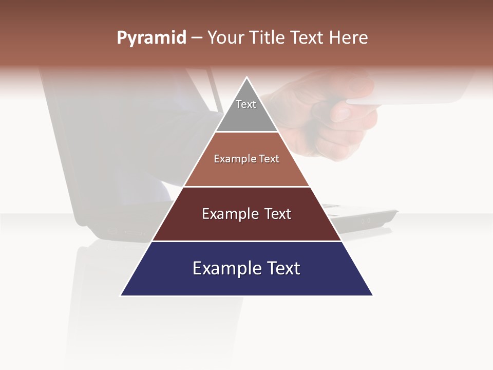 A Black Laptop Computer With A Hand And Card PowerPoint Template