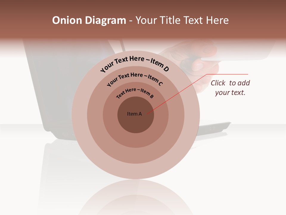 A Black Laptop Computer With A Hand And Card PowerPoint Template