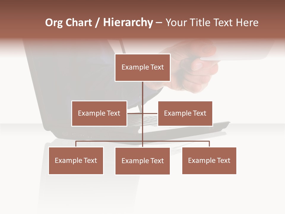 A Black Laptop Computer With A Hand And Card PowerPoint Template