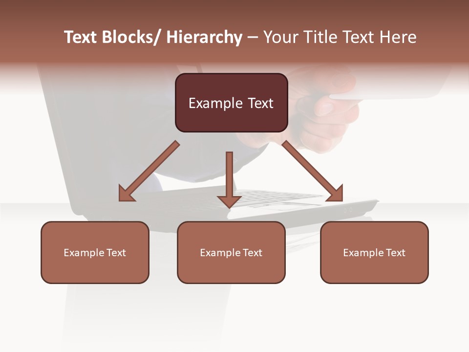 A Black Laptop Computer With A Hand And Card PowerPoint Template