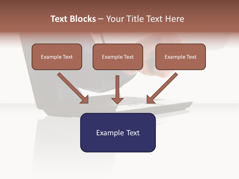 A Black Laptop Computer With A Hand And Card PowerPoint Template