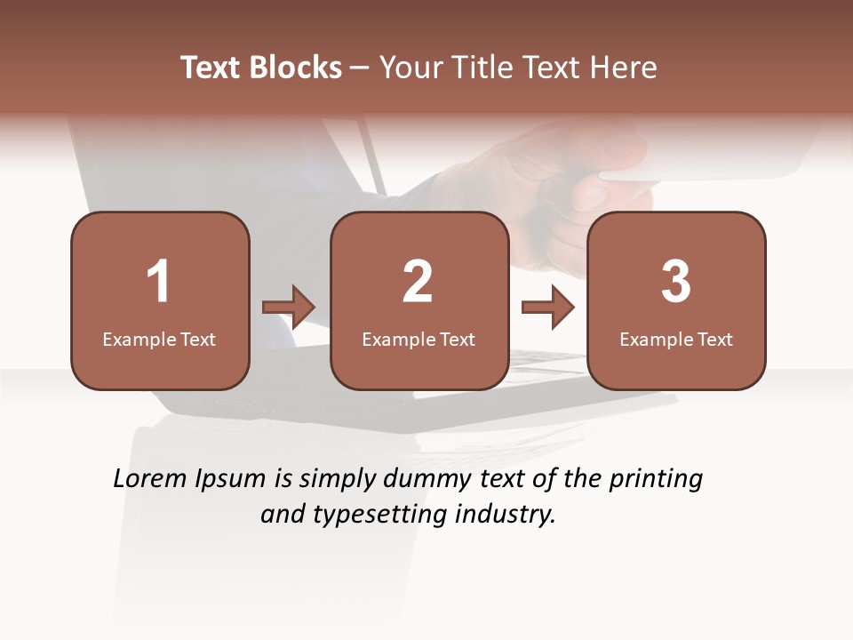 A Black Laptop Computer With A Hand And Card PowerPoint Template