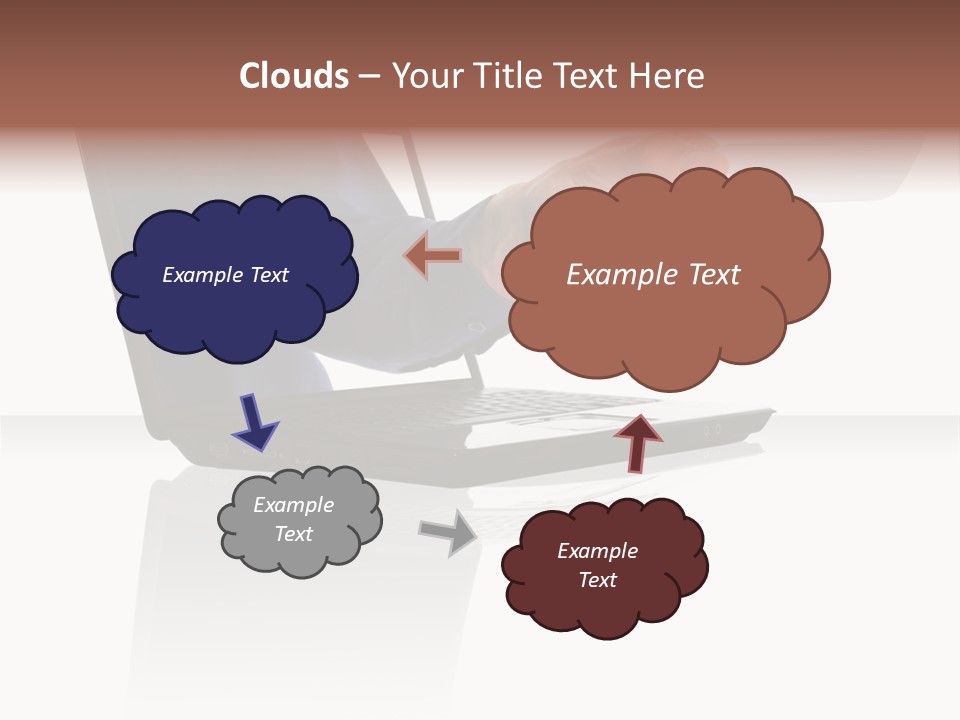 A Black Laptop Computer With A Hand And Card PowerPoint Template