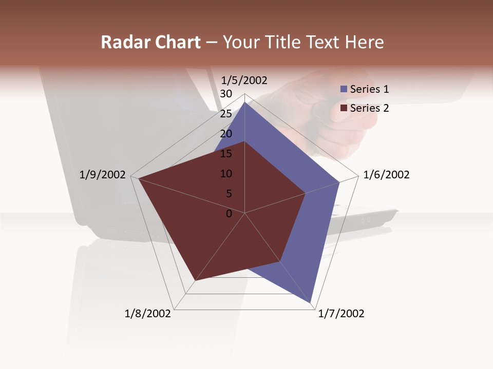 A Black Laptop Computer With A Hand And Card PowerPoint Template