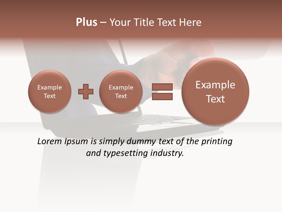 A Black Laptop Computer With A Hand And Card PowerPoint Template
