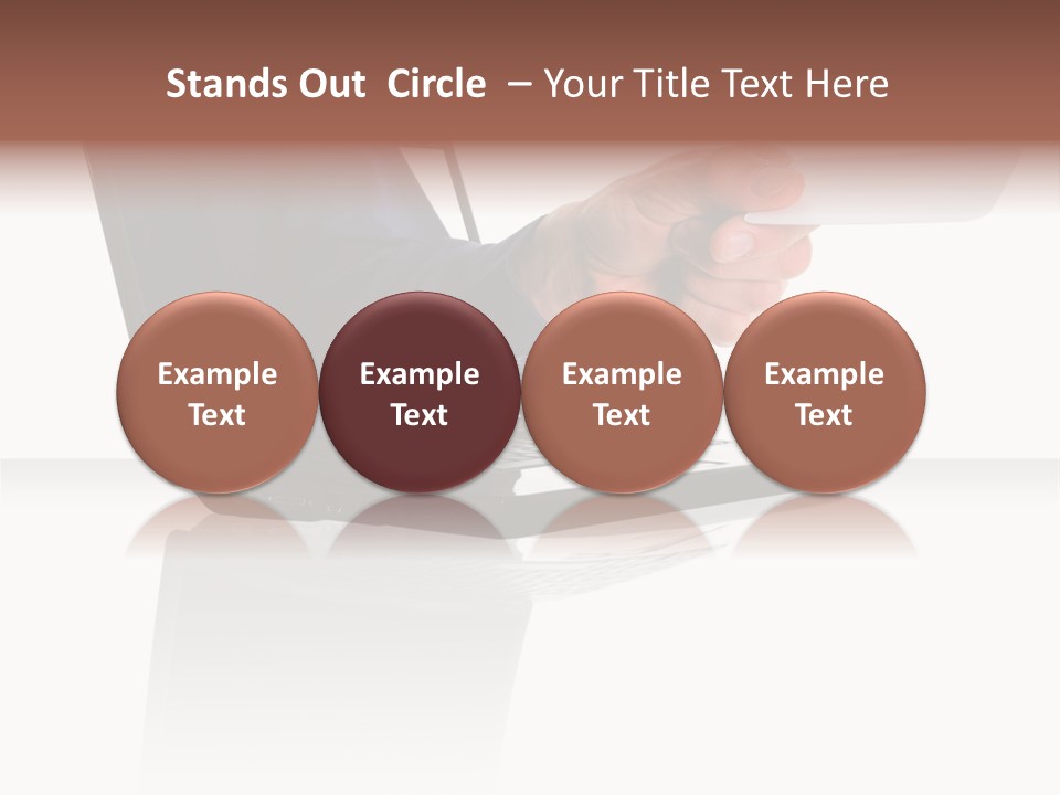 A Black Laptop Computer With A Hand And Card PowerPoint Template