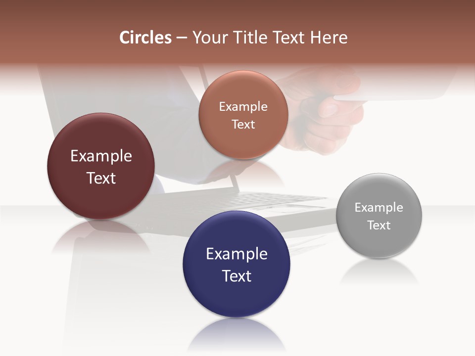 A Black Laptop Computer With A Hand And Card PowerPoint Template