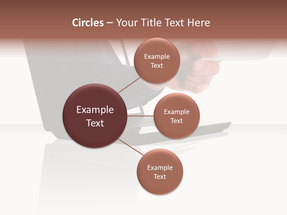 A Black Laptop Computer With A Hand And Card PowerPoint Template