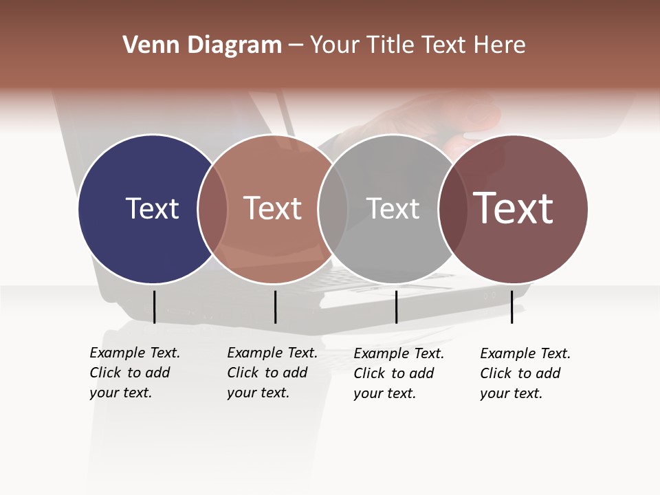 A Black Laptop Computer With A Hand And Card PowerPoint Template