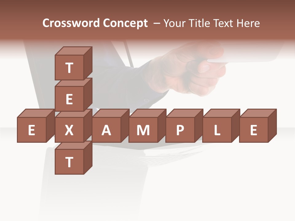 A Black Laptop Computer With A Hand And Card PowerPoint Template