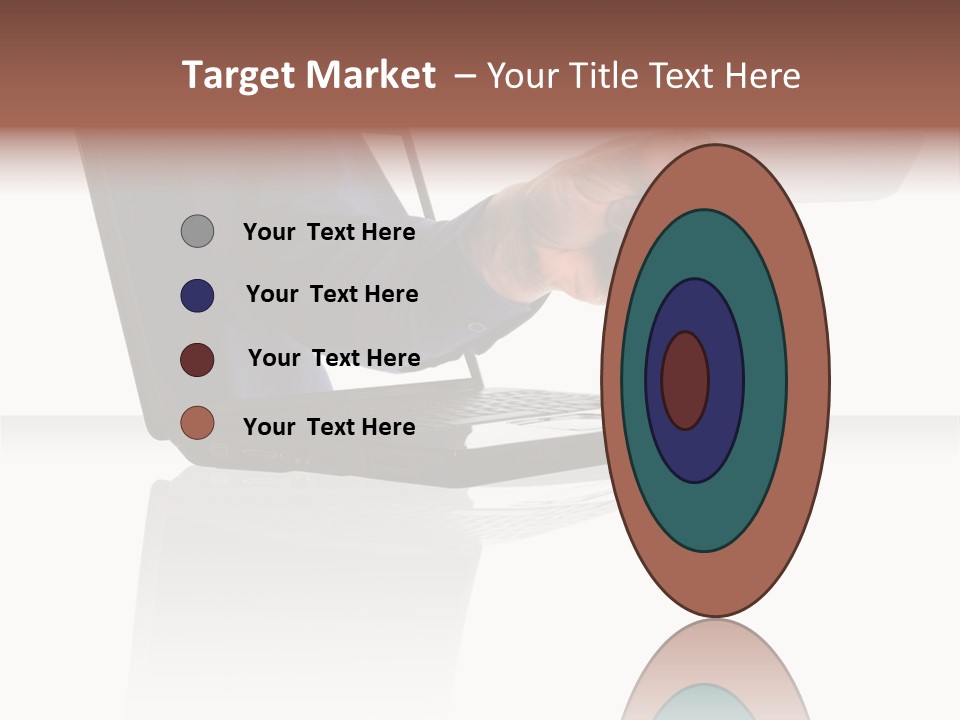 A Black Laptop Computer With A Hand And Card PowerPoint Template