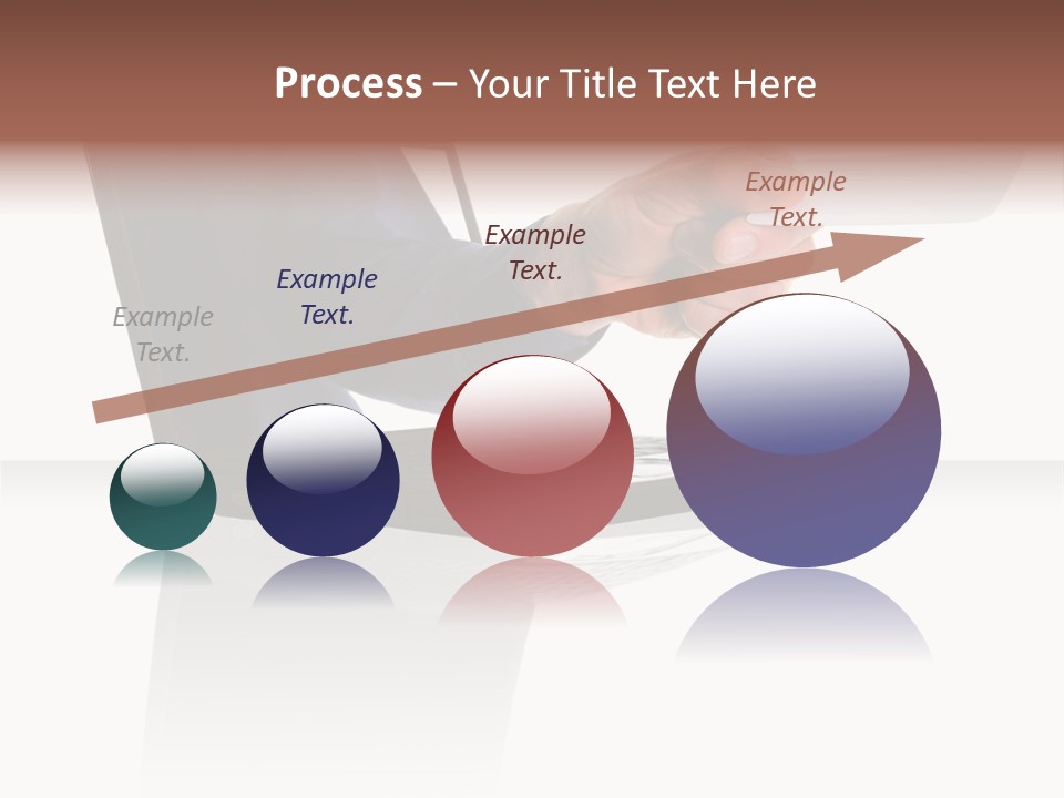 A Black Laptop Computer With A Hand And Card PowerPoint Template