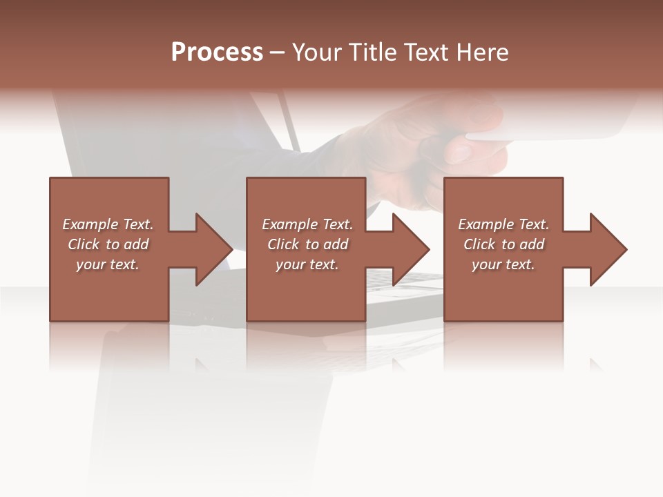 A Black Laptop Computer With A Hand And Card PowerPoint Template