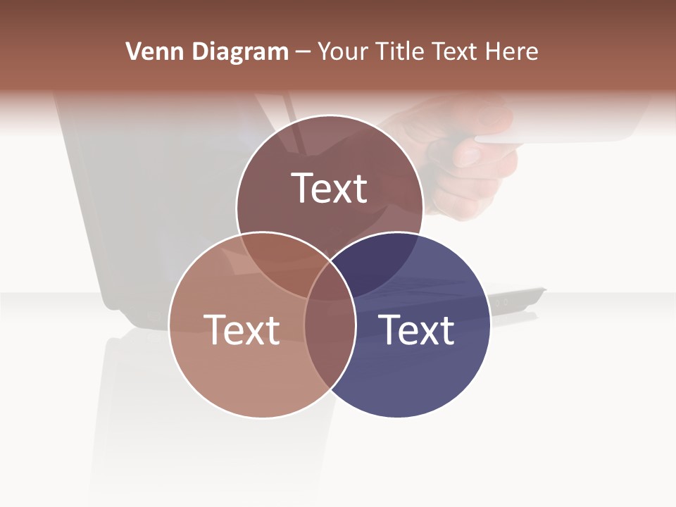 A Black Laptop Computer With A Hand And Card PowerPoint Template