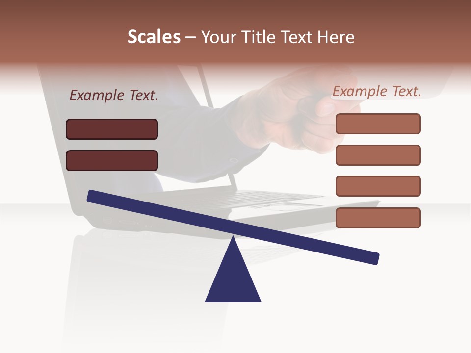 A Black Laptop Computer With A Hand And Card PowerPoint Template