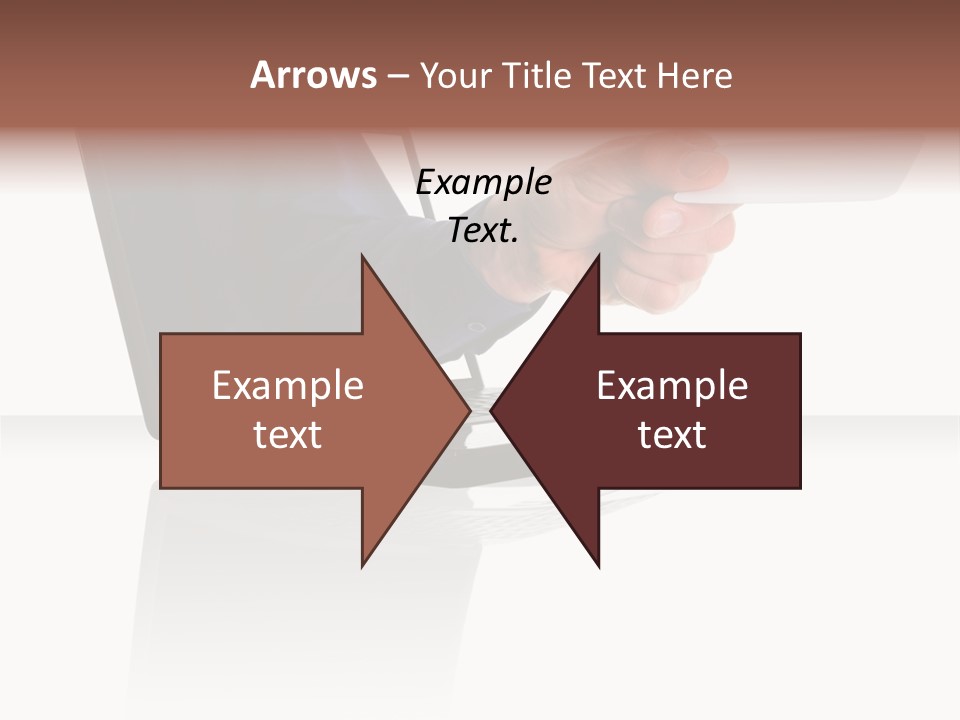 A Black Laptop Computer With A Hand And Card PowerPoint Template