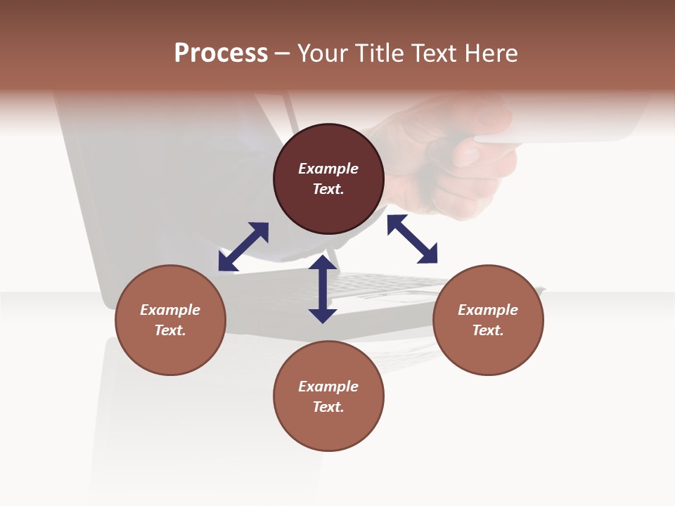 A Black Laptop Computer With A Hand And Card PowerPoint Template