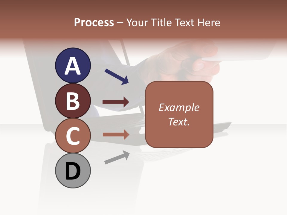 A Black Laptop Computer With A Hand And Card PowerPoint Template