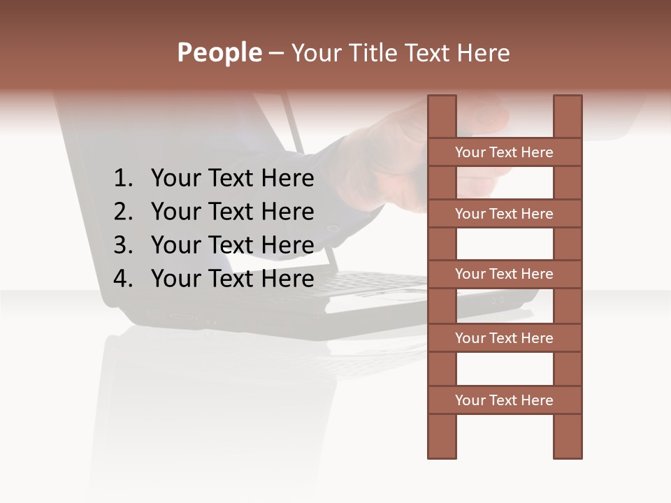 A Black Laptop Computer With A Hand And Card PowerPoint Template