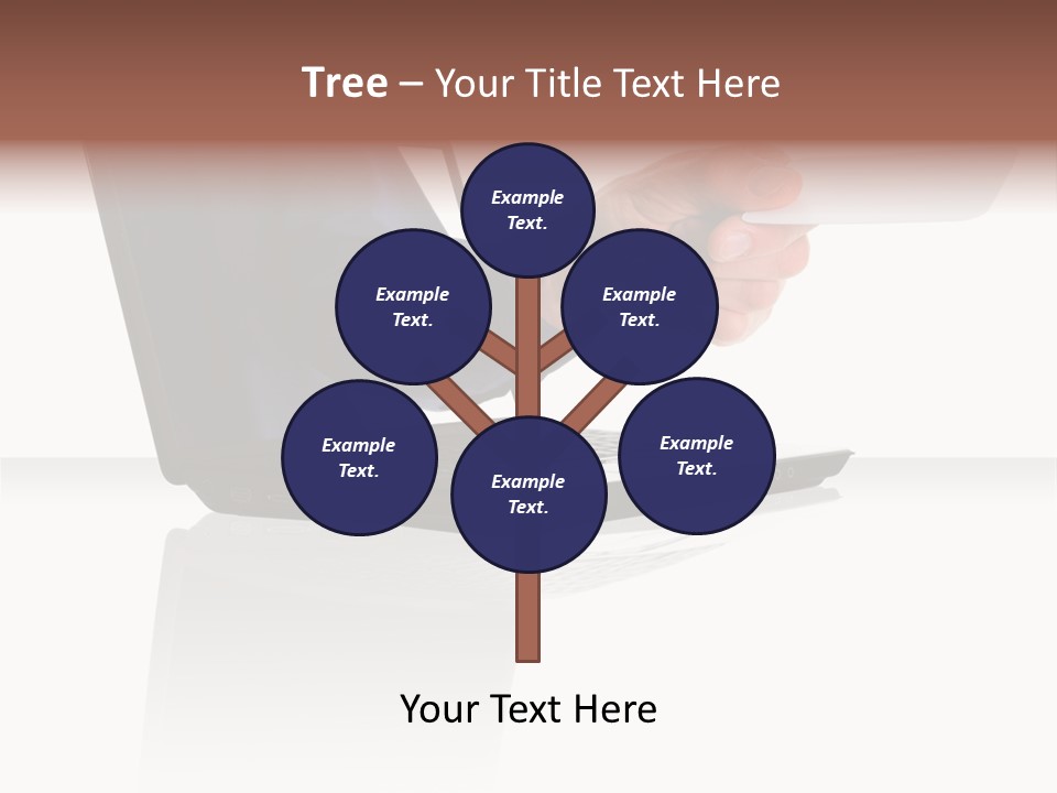 A Black Laptop Computer With A Hand And Card PowerPoint Template