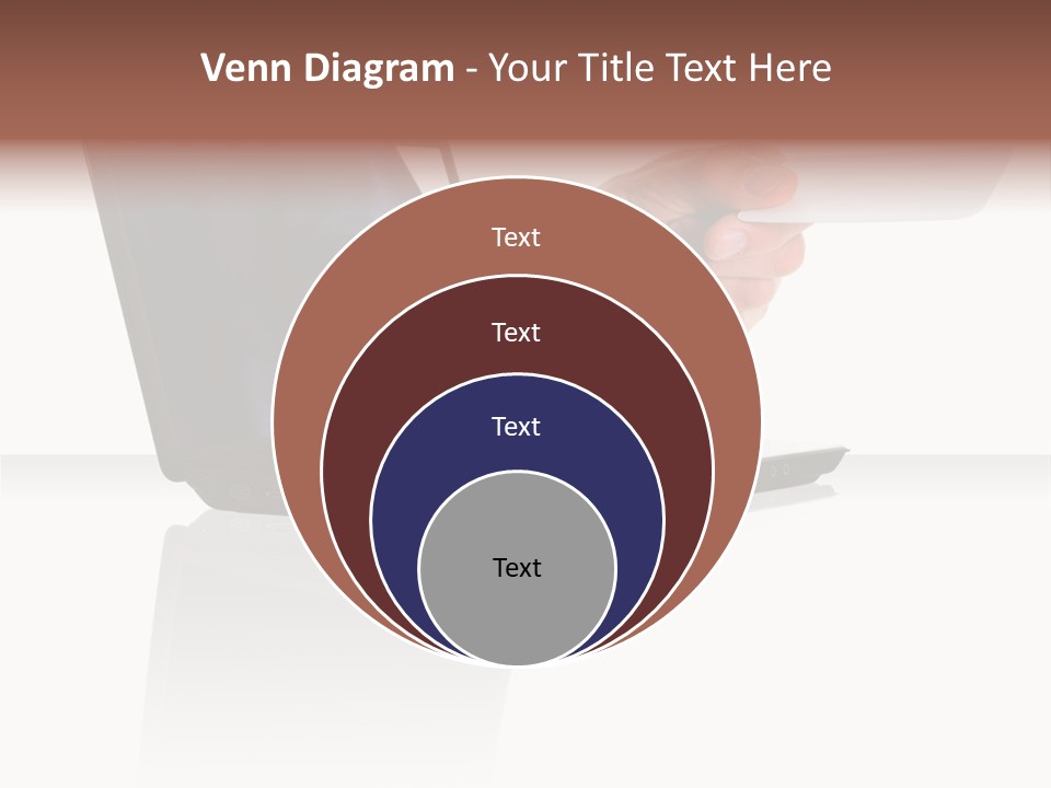 A Black Laptop Computer With A Hand And Card PowerPoint Template