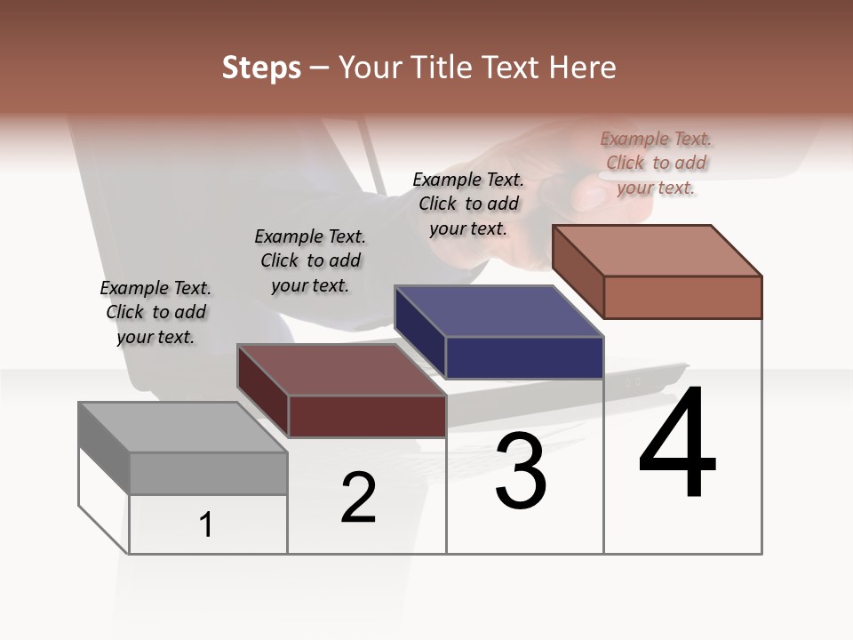 A Black Laptop Computer With A Hand And Card PowerPoint Template