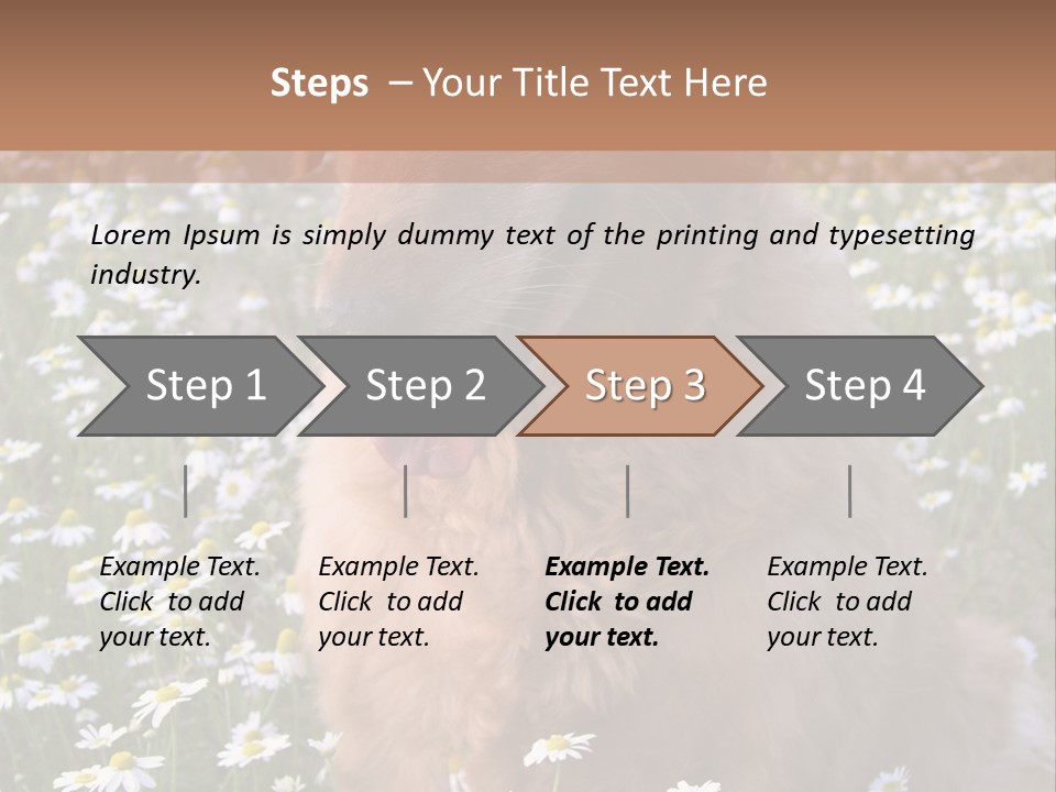 Golden Retriever Sitting In Field Of Daisies PowerPoint Template