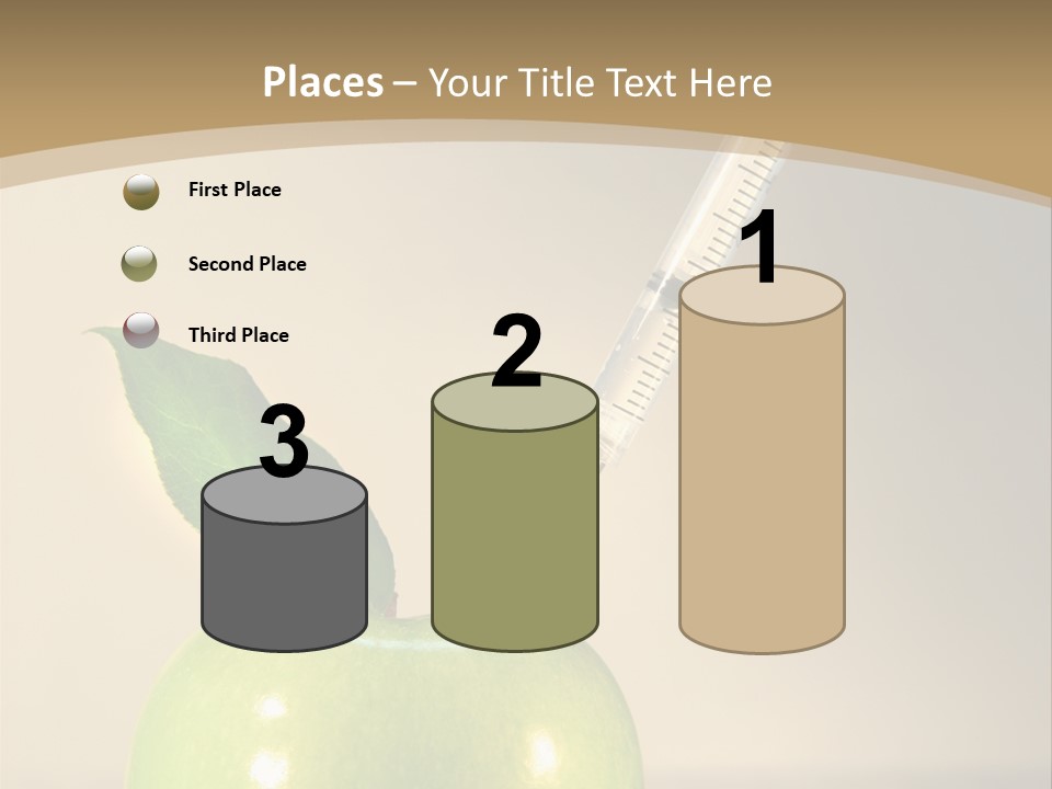 Close-Up Of Syringe In Green Apple PowerPoint Template