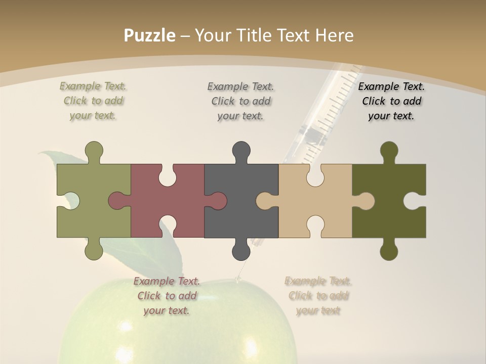 Close-Up Of Syringe In Green Apple PowerPoint Template