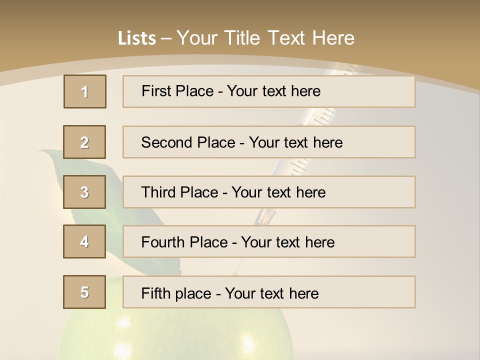 Close-Up Of Syringe In Green Apple PowerPoint Template